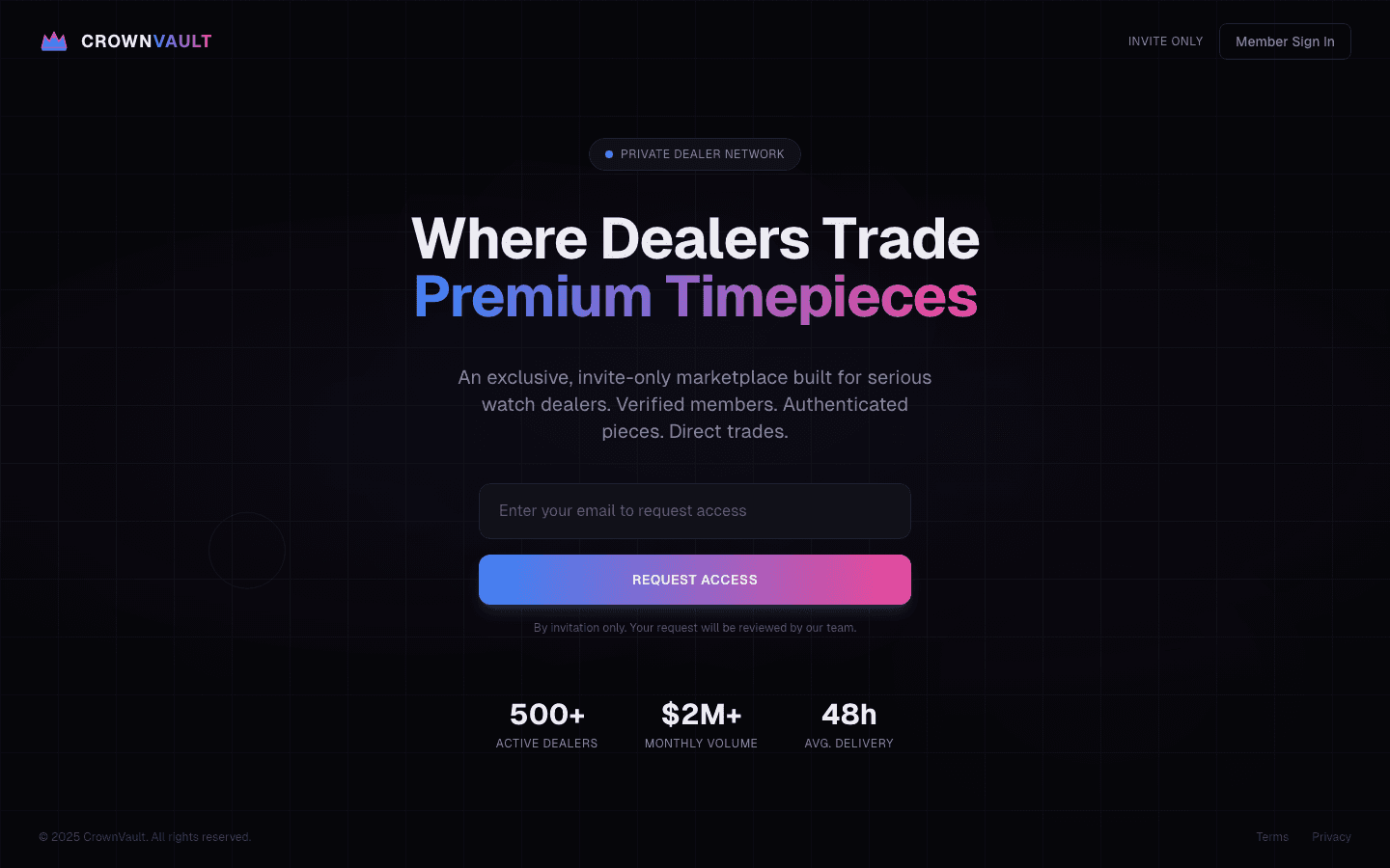 CrownVault landing page